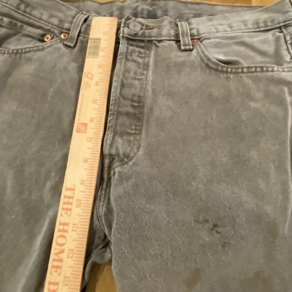 Levi 501 Original Fit Gray Wash Men's 32 Straight Leg Denim Button Fly Distress* - Picture 13 of 16